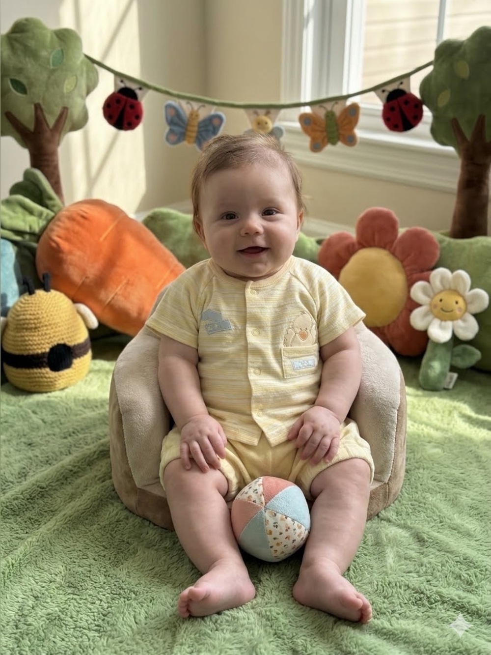 Absorba Yellow White Striped Peek A Boo Duck Shirt & Shorts Set 9M